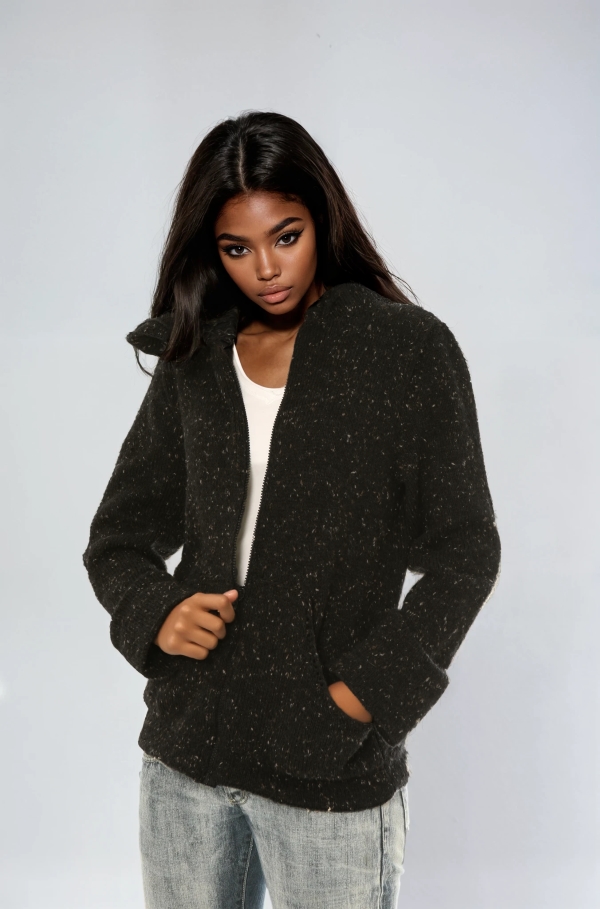 6789 - Hooded Zipper Cardigan